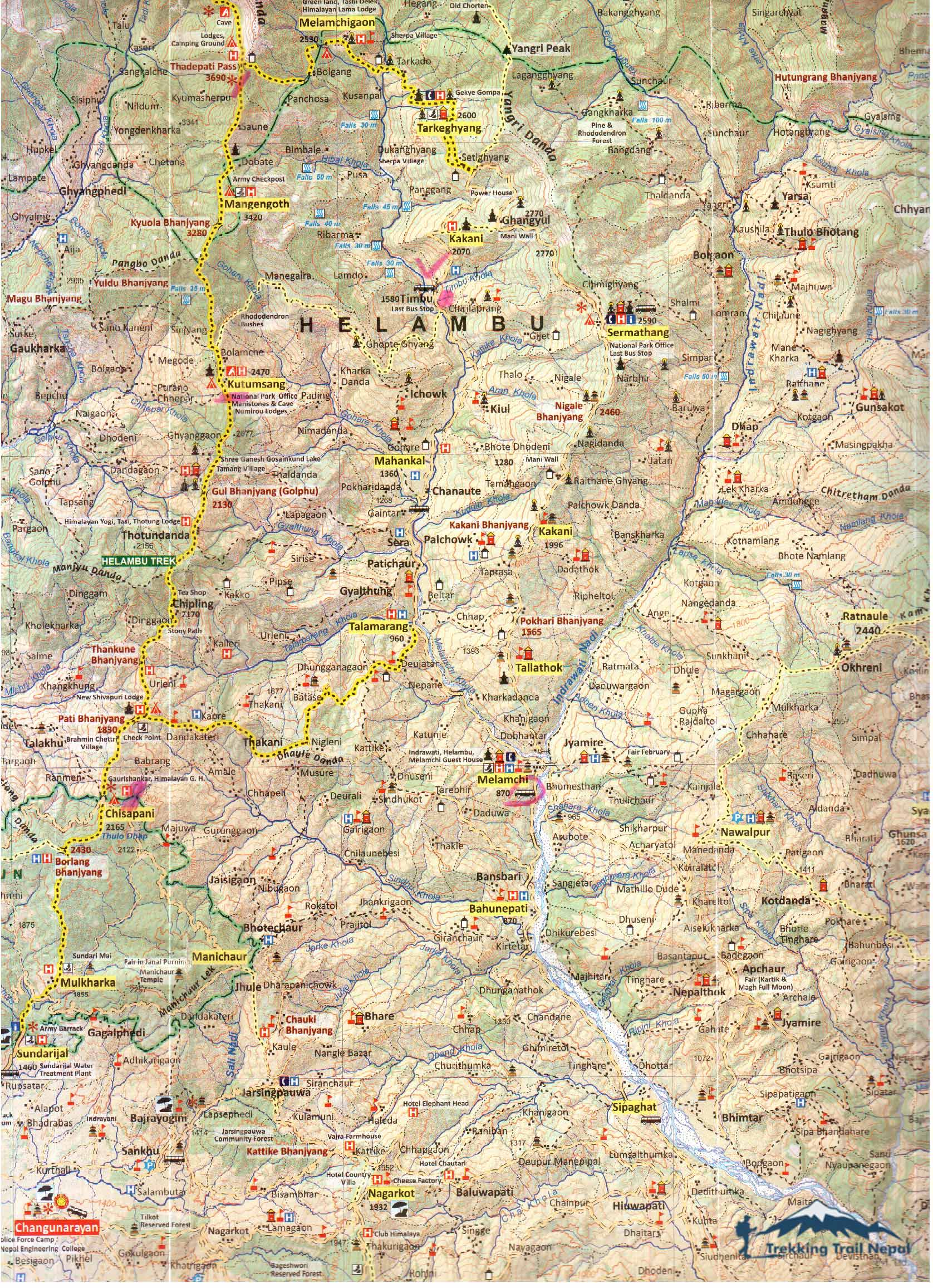 Short Helambu Trekking Map